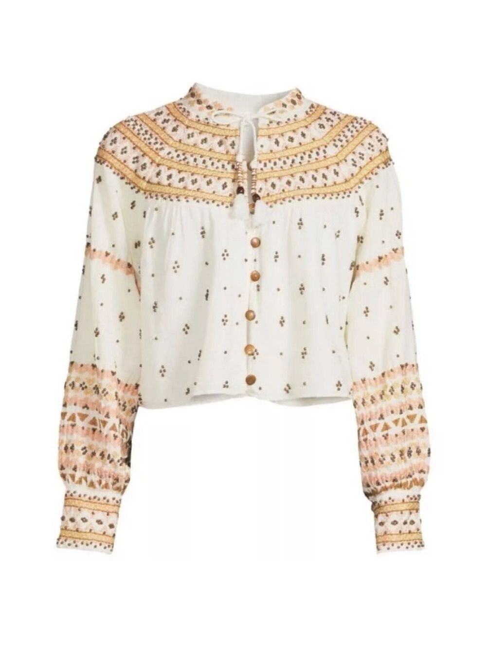 Veronica Beard Fernanda Embellished Beaded Linen Blend Crop Jacket Sz L - Picture 3 of 12